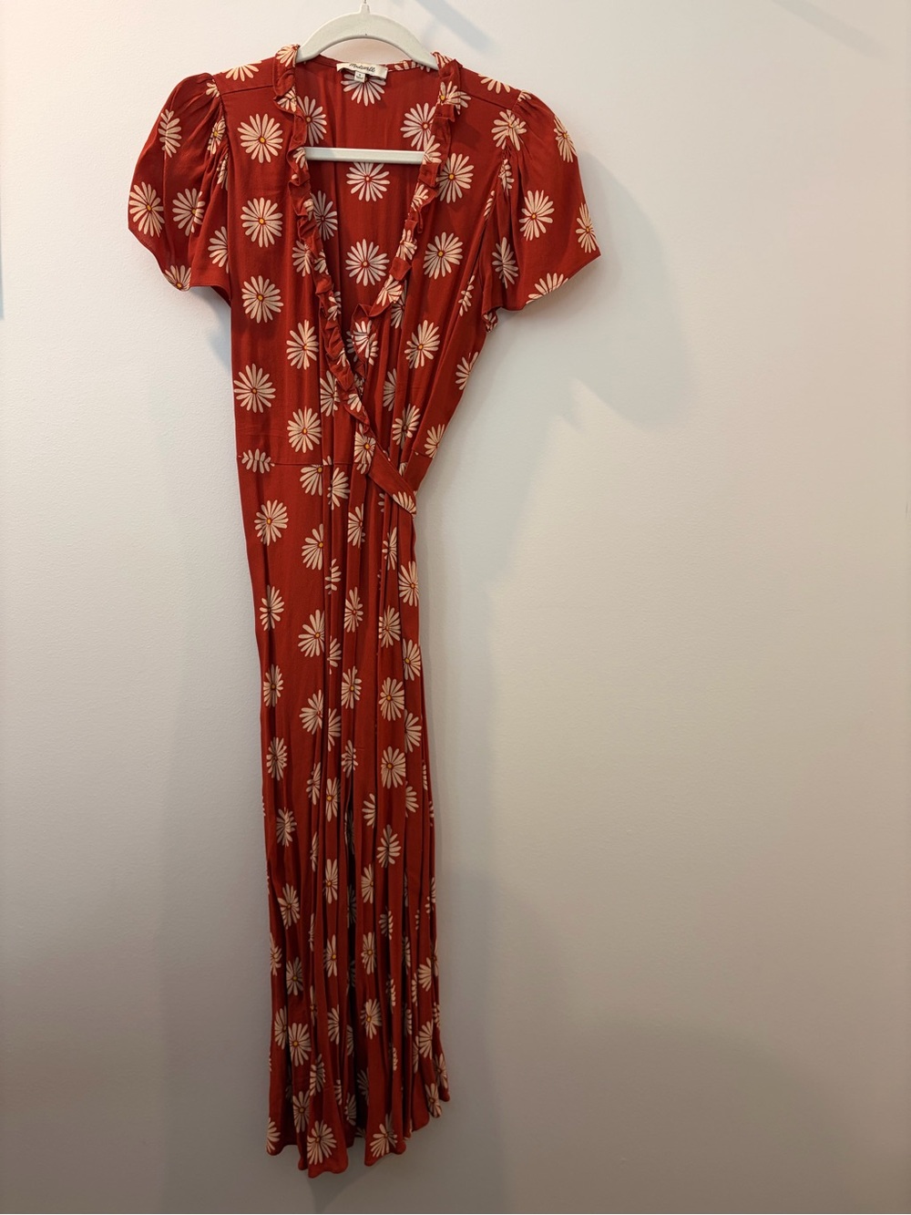 Madewell Rust Red Floral Wrap Midi Dress